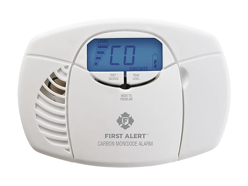 First Alert CO410 white battery carbon monoxide alarm with backlit display