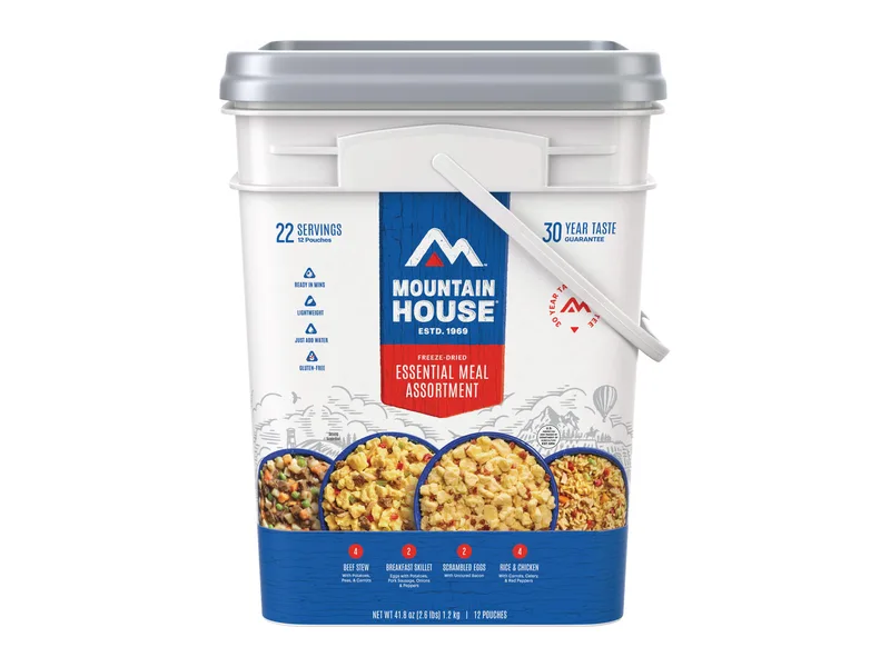 Mountain House Essential Meal Assortment bucket with handle