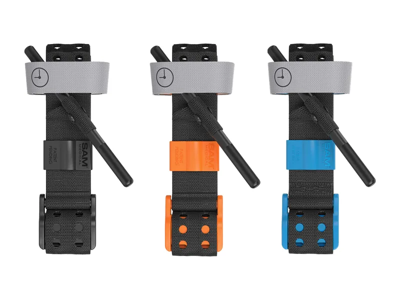 SAM XT tourniquet in blue, orange and black