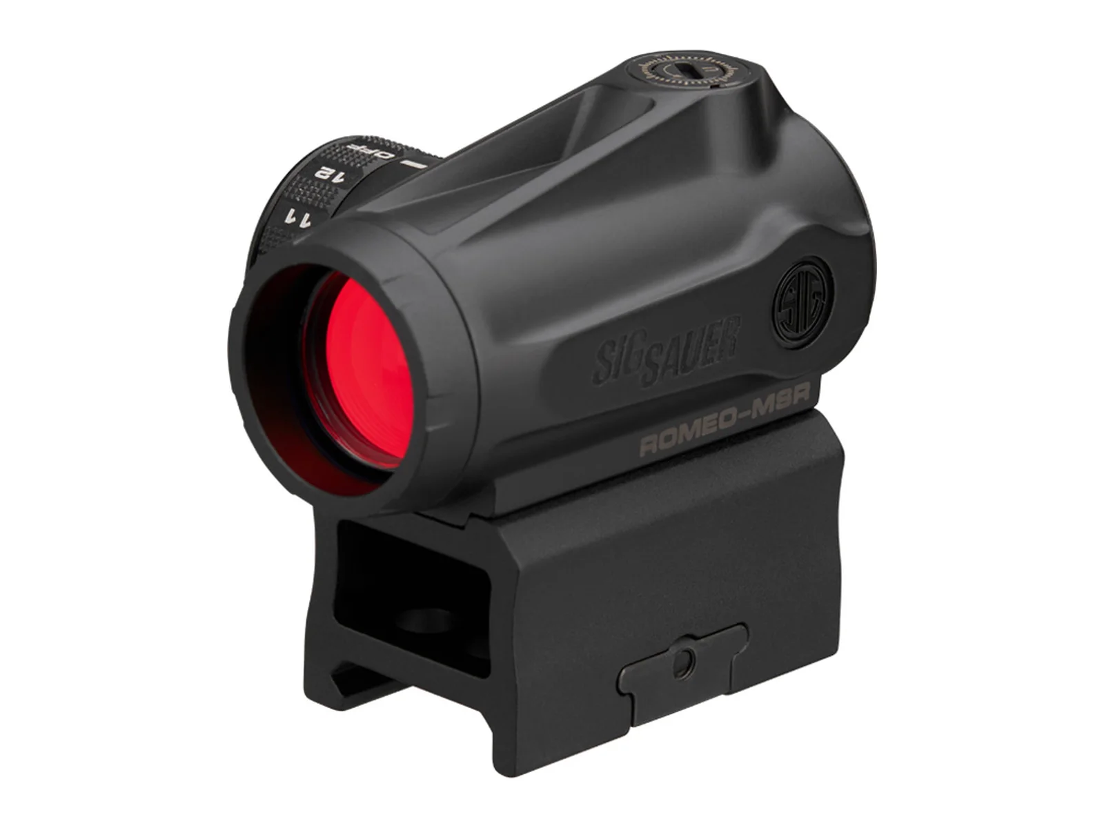 SIG Sauer ROMEO-MSR Gen II red dot on its see-through riser