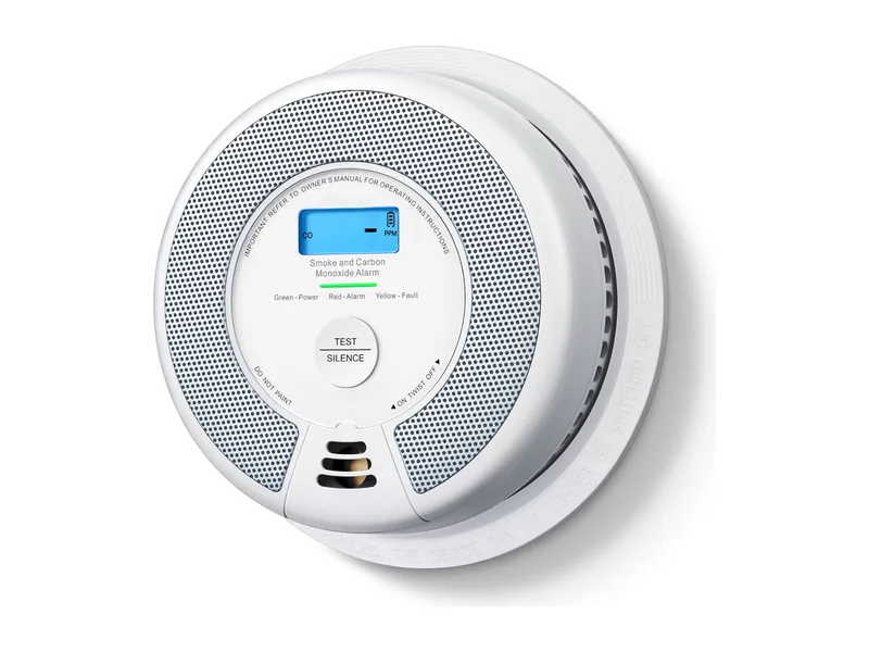 X-Sense SC07 round white standalone smoke and carbon monoxide alarm with LCD